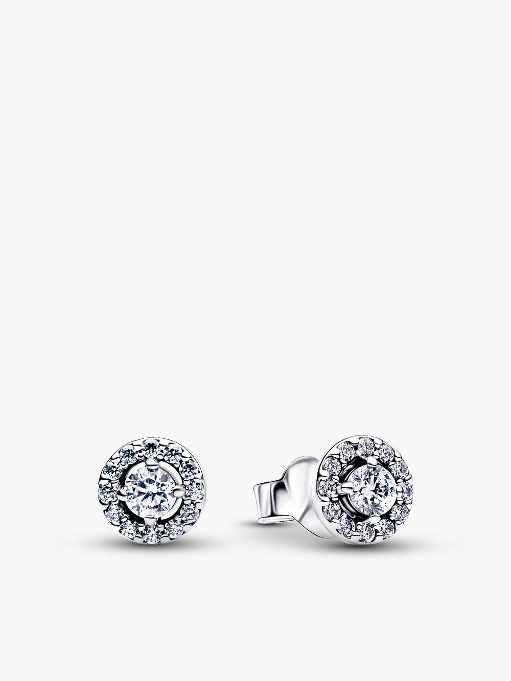 Sparkling Pear Halo Stud Earrings