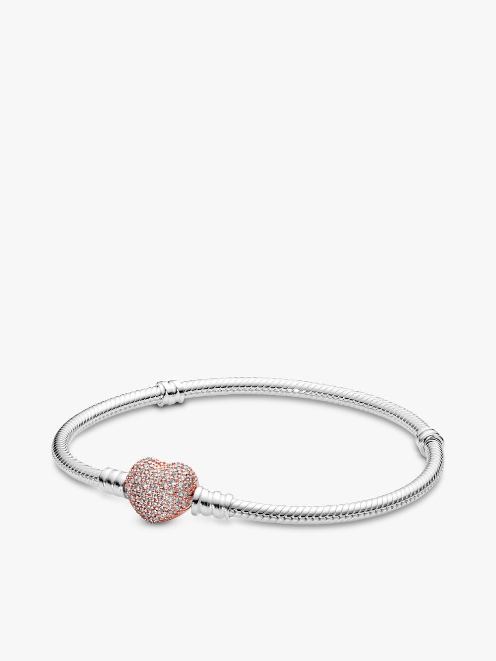 Pandora Moments Heart Closure Snake Chain Bracelet