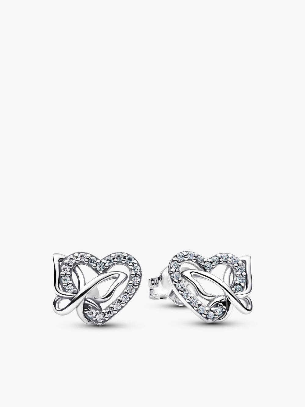 Sparkling Heart Padlock Stud Earrings