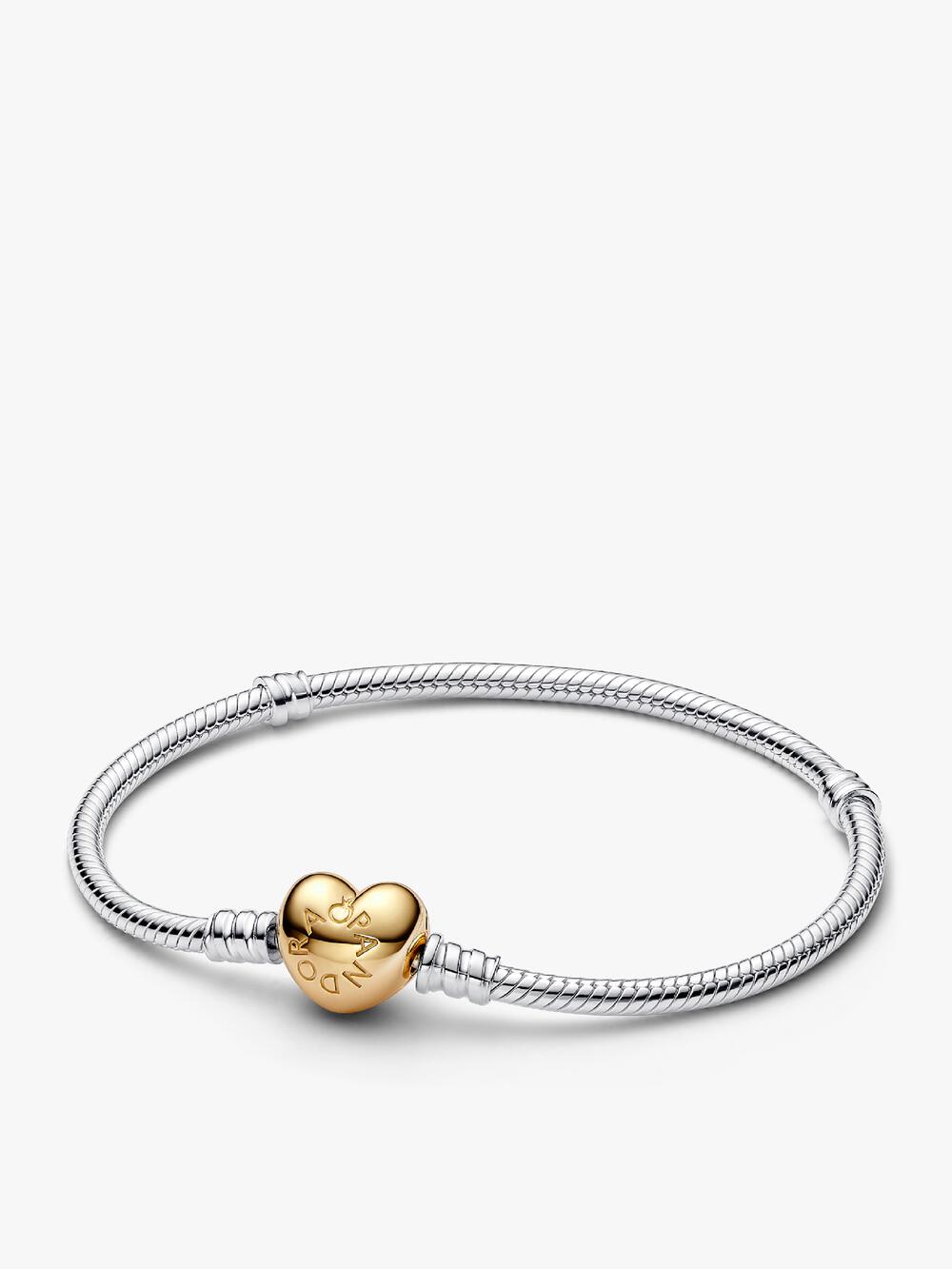 Pandora Moments Heart Closure Snake Chain Bracelet