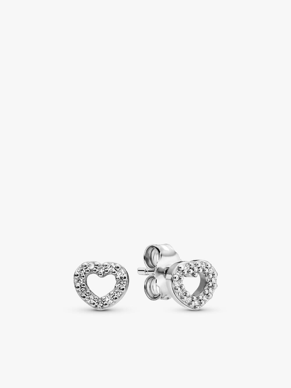 Sparkling Heart Padlock Stud Earrings