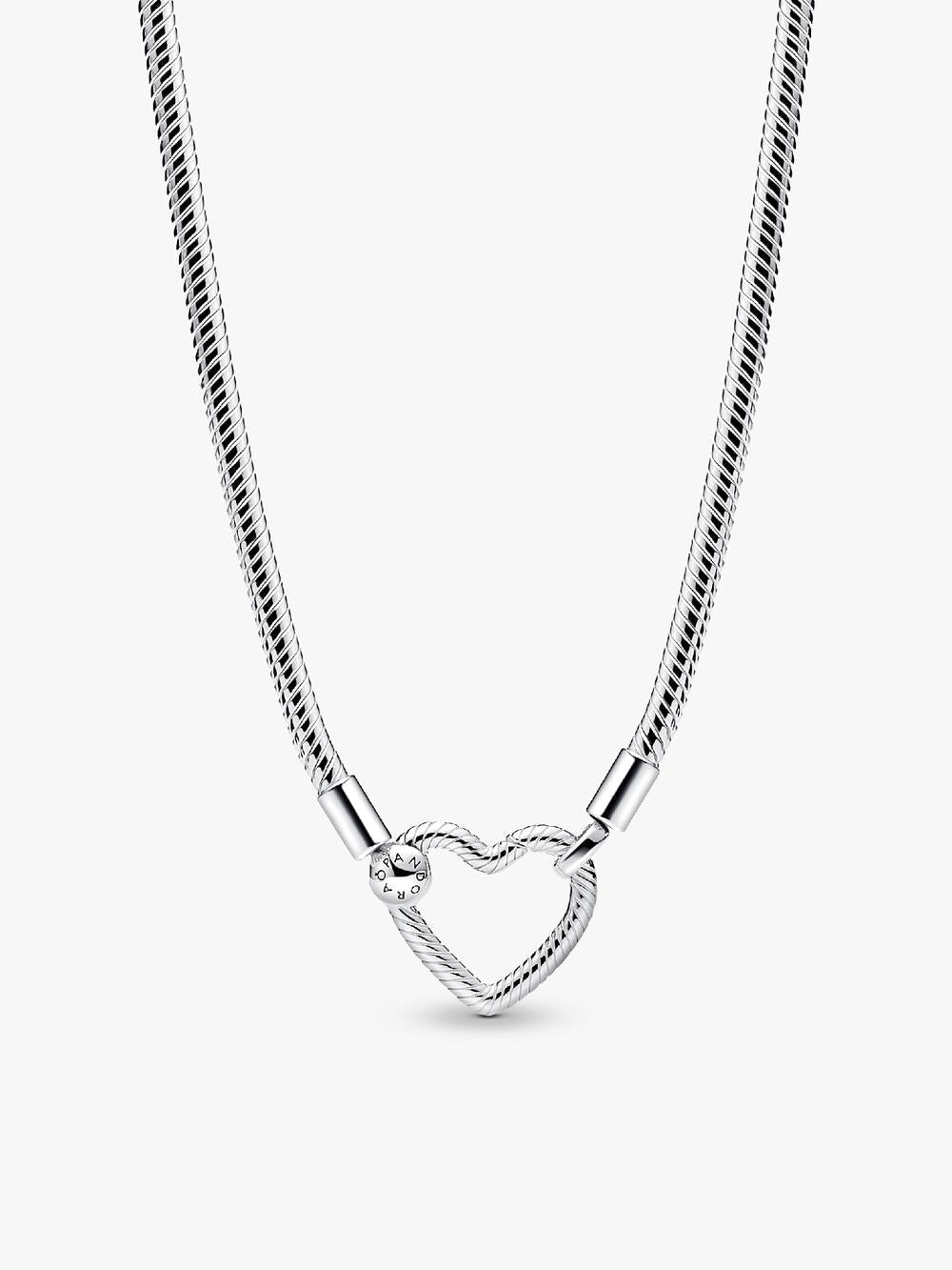 Pandora Moments Heart Closure Snake Chain Bracelet