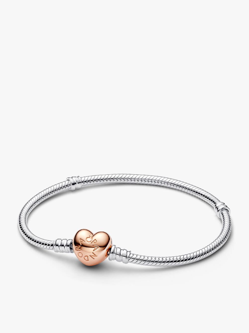 Pandora Moments Heart Closure Snake Chain Bracelet
