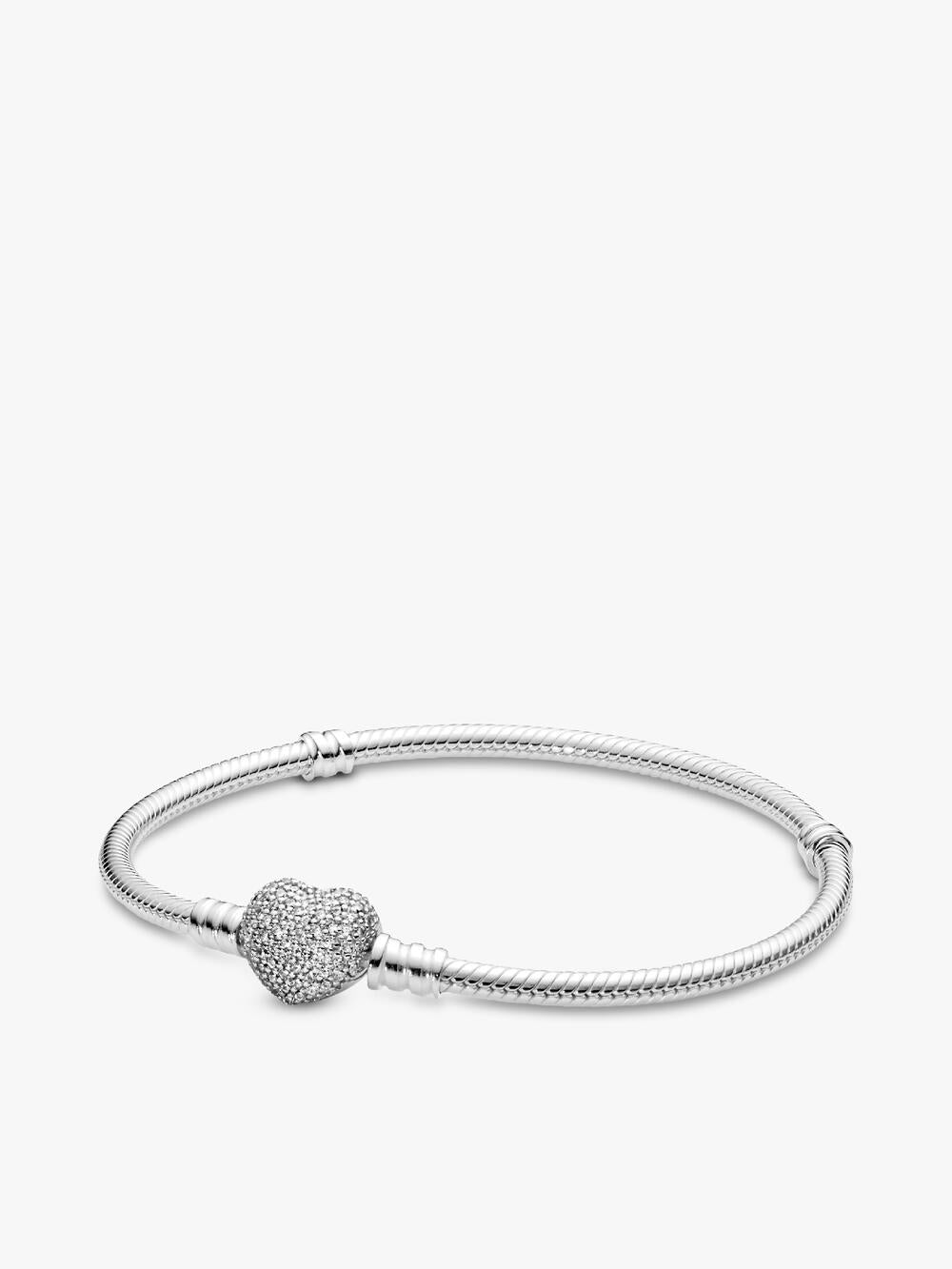 Pandora Moments Heart Closure Snake Chain Bracelet