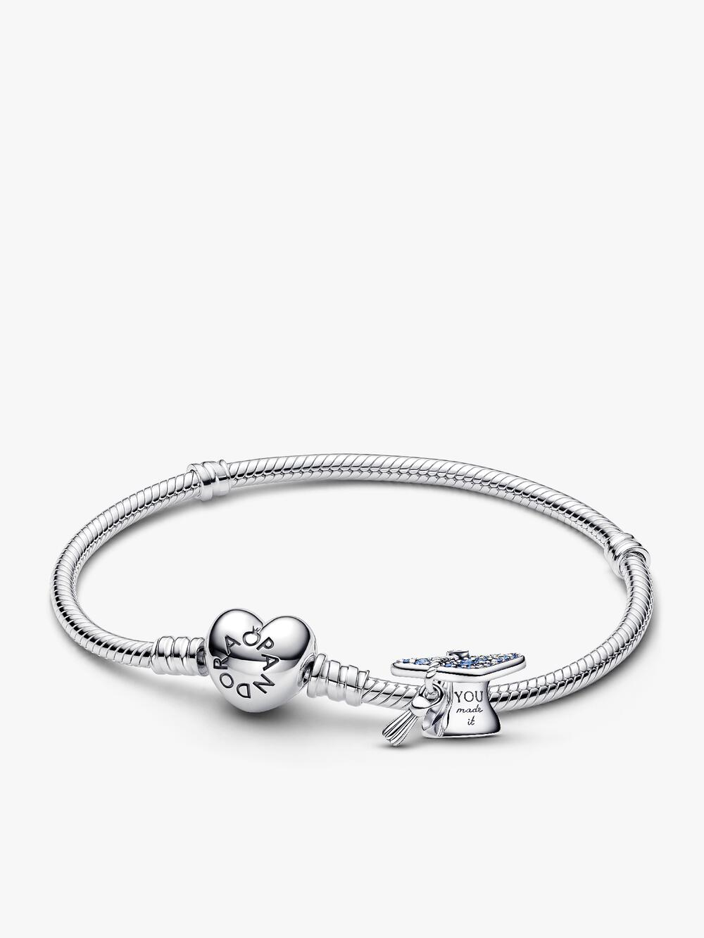 Engravable Heart Tag Dangle Charm Bracelet Set
