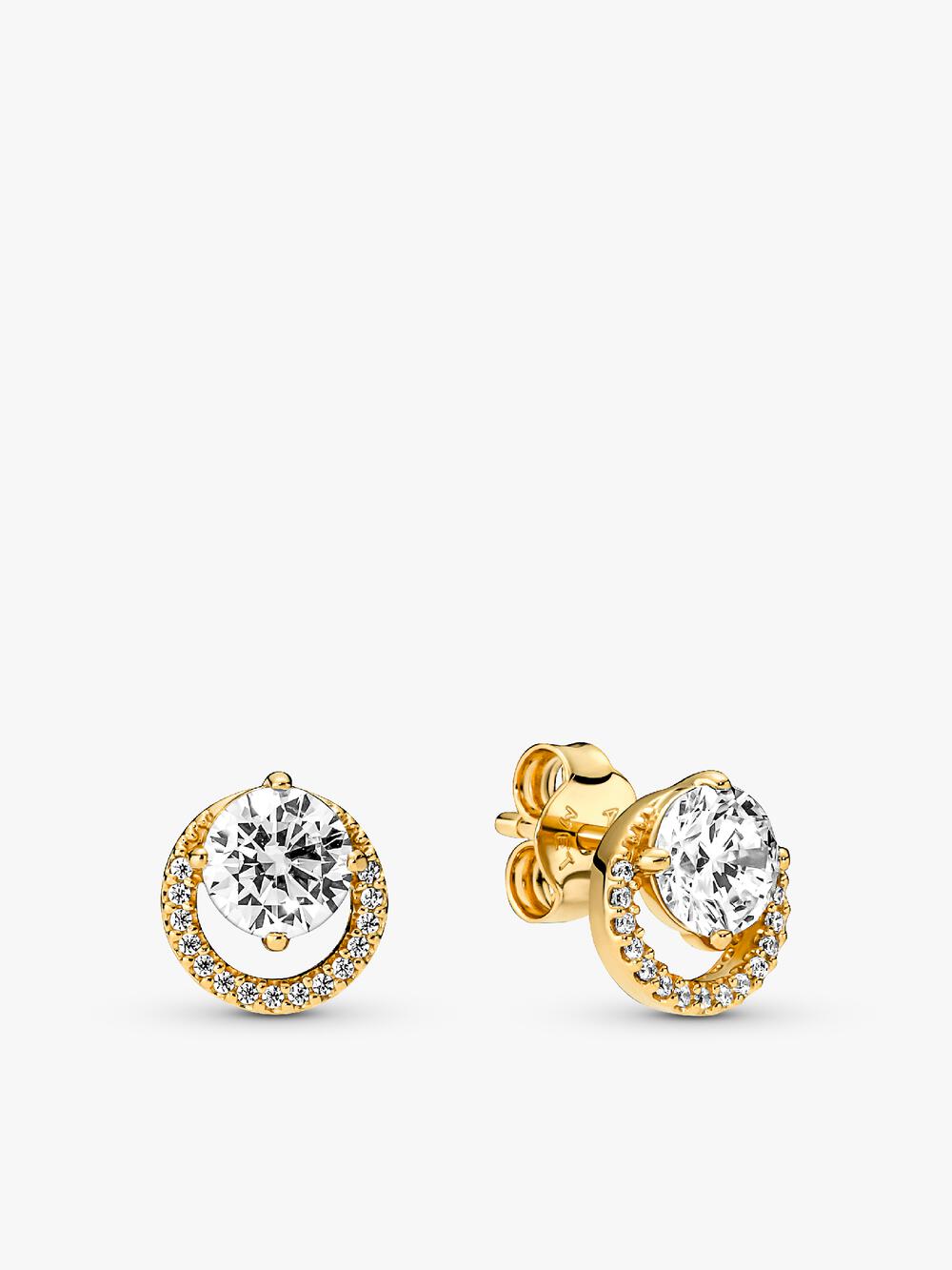 Round Pavé Halo Stud Earrings