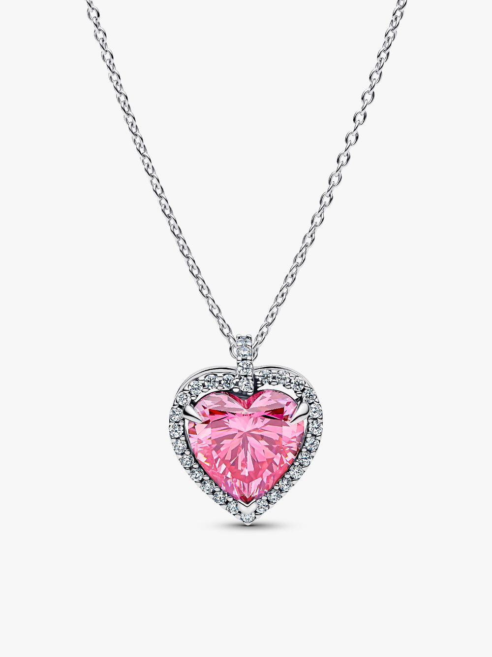 Sparkling Heart Halo Pendant Collier Necklace